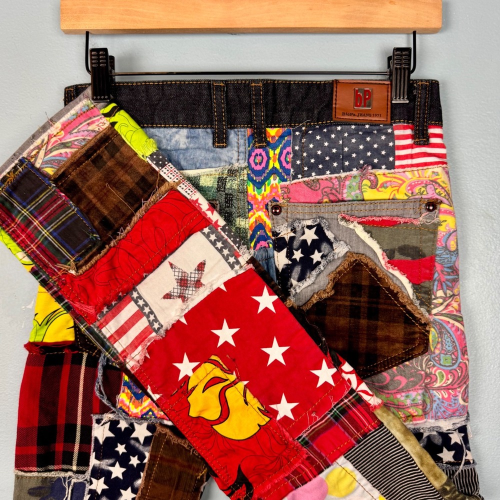 Biepa Jeans Women's 28 Patchwork Denim Jeans Pants‎ Americana Patriotic Hip Hop